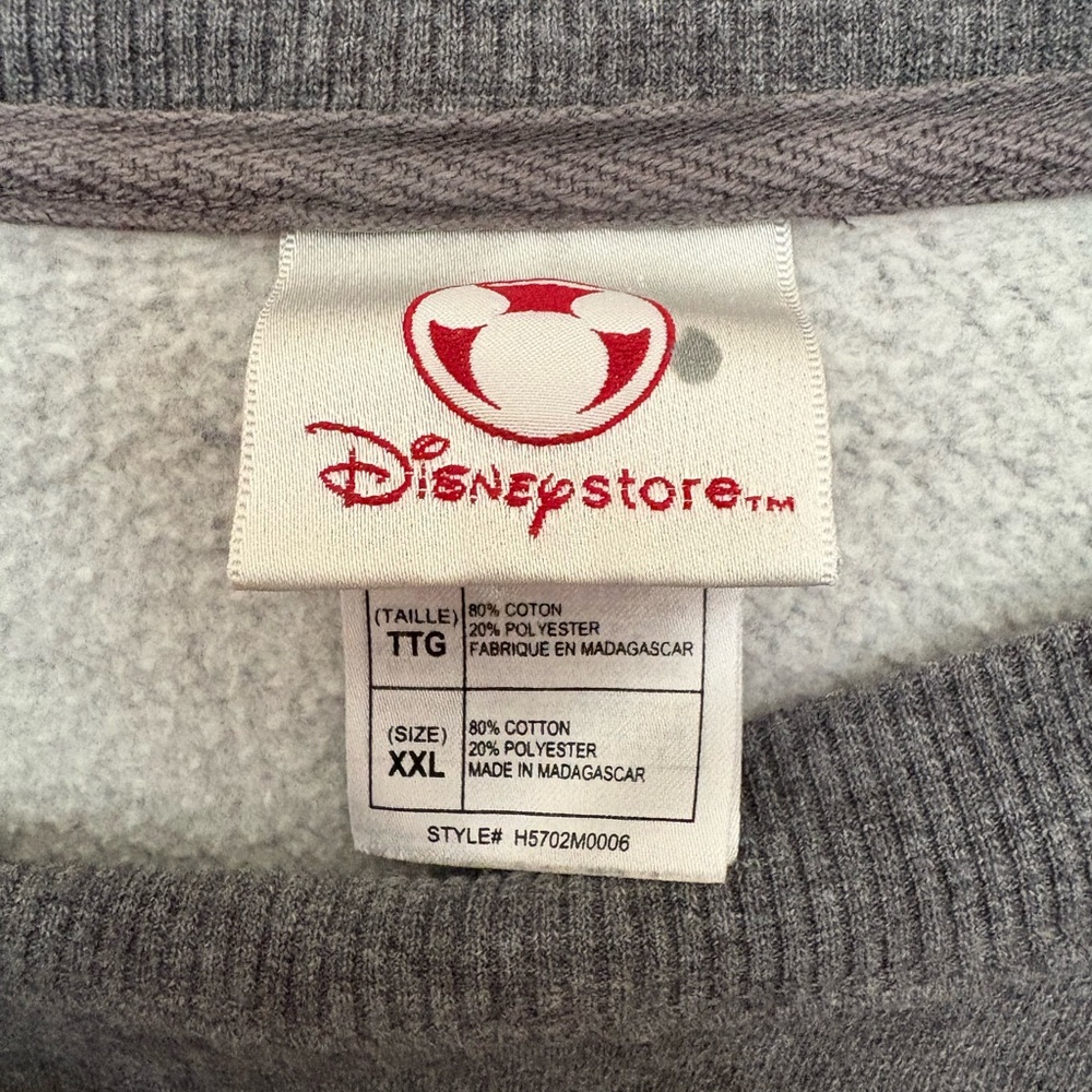 Disney Mickey Mouse Crewneck Sweater Cotton Vintage Grey Embroidered XXL - Picture 3 of 4